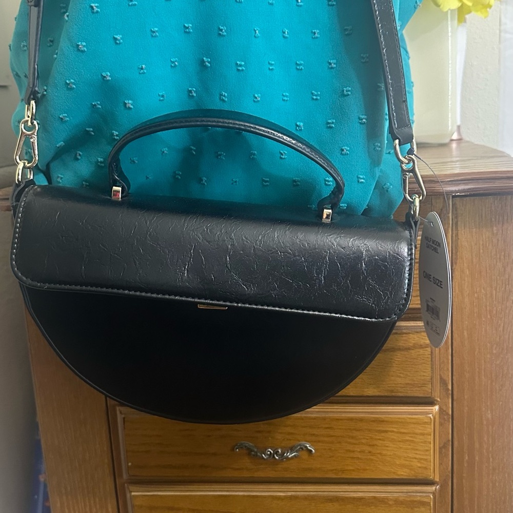 Black Semi-Circle Top-Handle Women's Bag